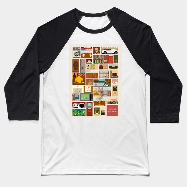 Royal Tenenbaums v2 Baseball T-Shirt by JordanBoltonDesign